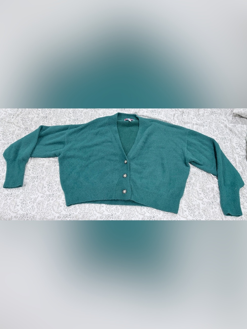 Urban Outfitters Teal V-Neck Button Front Cardigan